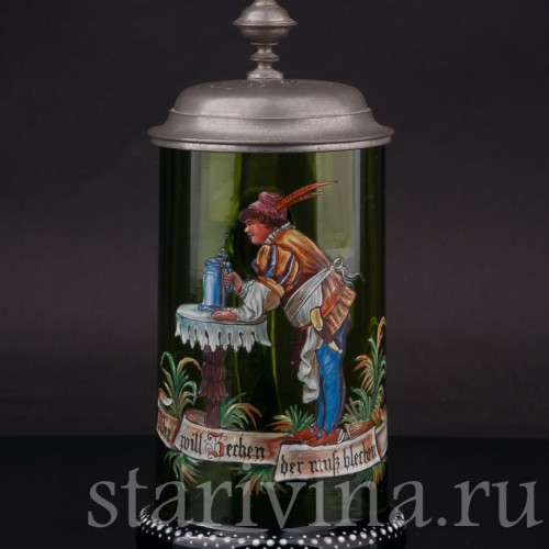 Старинная пивная кружка Любишь гулять, люби и платить, 1/2 л, Германия, 1895 г.