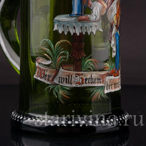 Старинная пивная кружка Любишь гулять, люби и платить, 1/2 л, Германия, 1895 г.