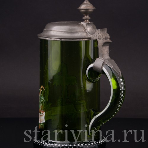 Старинная пивная кружка Любишь гулять, люби и платить, 1/2 л, Германия, 1895 г.