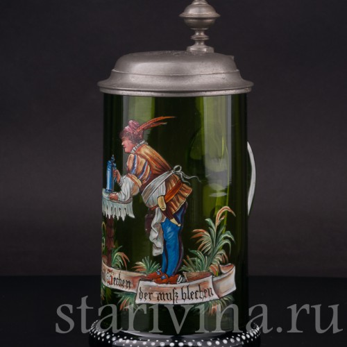 Старинная пивная кружка Любишь гулять, люби и платить, 1/2 л, Германия, 1895 г.