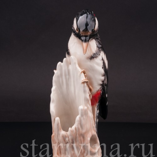 Статуэтка птицы из фарфора Пестрый дятел, Goebel, Германия, 1964-72 гг.