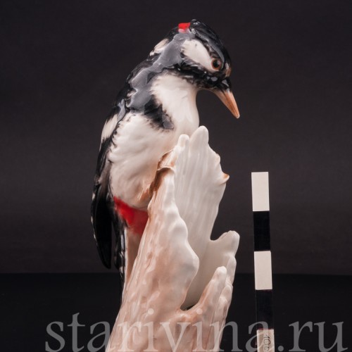 Статуэтка птицы из фарфора Пестрый дятел, Goebel, Германия, 1964-72 гг.