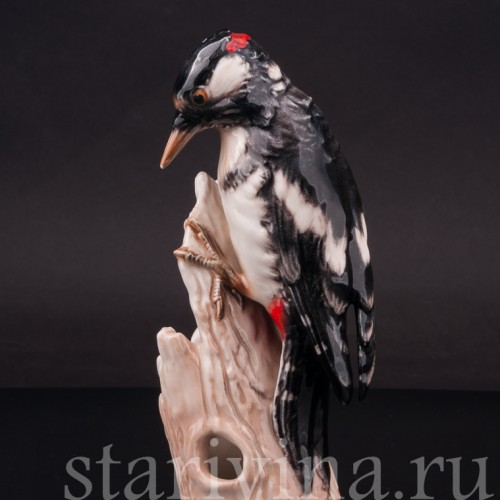 Статуэтка птицы из фарфора Пестрый дятел, Goebel, Германия, 1964-72 гг.