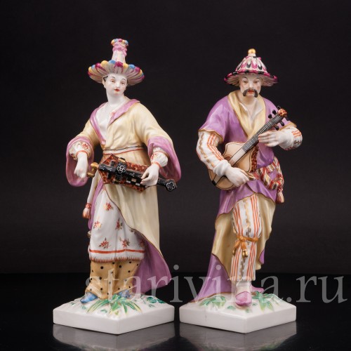 Парные фарфоровые статуэтки Малабары, KPM, Германия, вт. пол. 20 в.