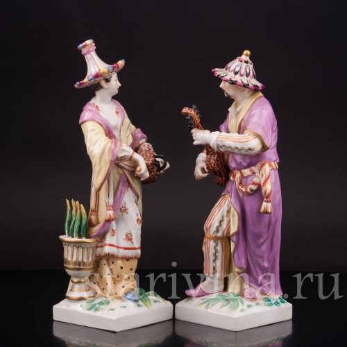 Парные фарфоровые статуэтки Малабары, KPM, Германия, вт. пол. 20 в.