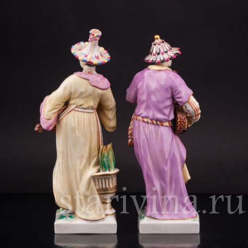 Парные фарфоровые статуэтки Малабары, KPM, Германия, вт. пол. 20 в.