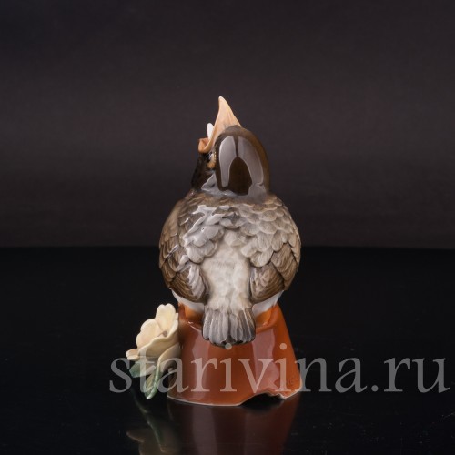 Фигурка птицы из фарфора Птенец дрозда на разбитом горшке Hutschenreuther, Германия, 1970 гг.