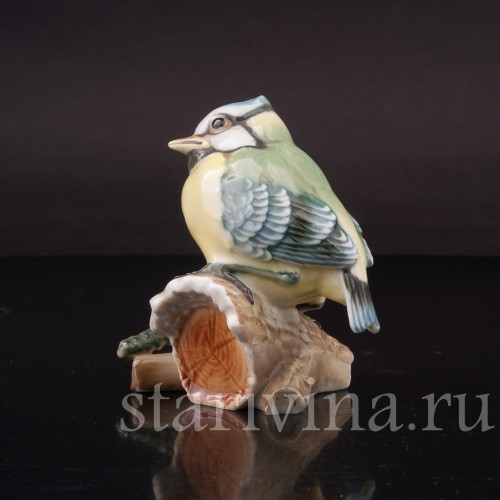 Фигурка птицы из фарфора Птенец лазоревки с гусеницей, Hutschenreuther, Германия, 1970 гг.