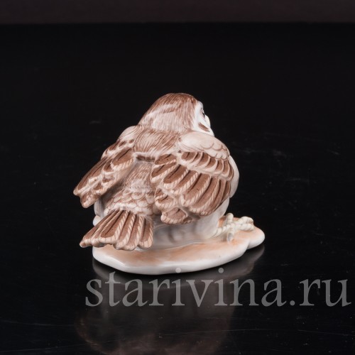 Фигурка птицы из фарфора Птенец воробья Augarten, Австрия, вт. пол. 20 в.