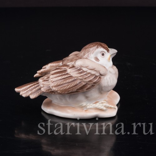 Фигурка птицы из фарфора Птенец воробья Augarten, Австрия, вт. пол. 20 в.