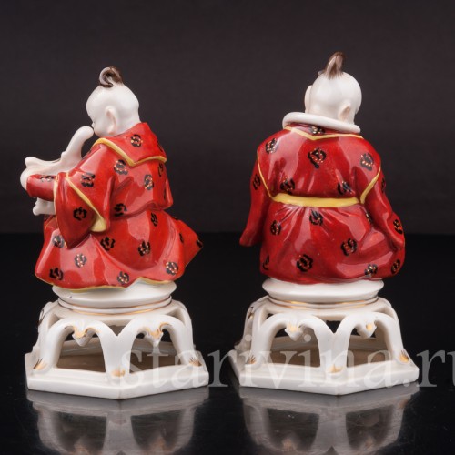 Фигурки из фарфора Китайчата с музыкальными инструментами Volkstedt, Германия, нач. 20 в.