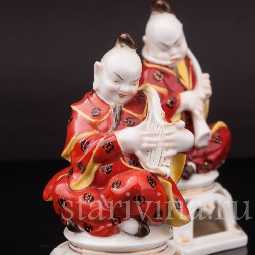 Фигурки из фарфора Китайчата с музыкальными инструментами Volkstedt, Германия, нач. 20 в.