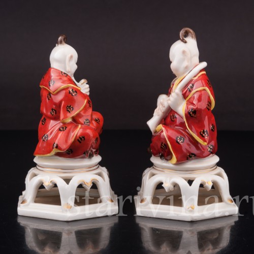 Фигурки из фарфора Китайчата с музыкальными инструментами Volkstedt, Германия, нач. 20 в.