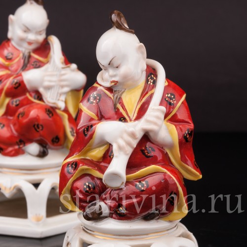 Фигурки из фарфора Китайчата с музыкальными инструментами Volkstedt, Германия, нач. 20 в.