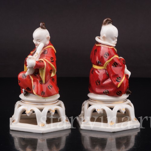 Фигурки из фарфора Китайчата с музыкальными инструментами Volkstedt, Германия, нач. 20 в.