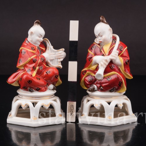 Фигурки из фарфора Китайчата с музыкальными инструментами Volkstedt, Германия, нач. 20 в.