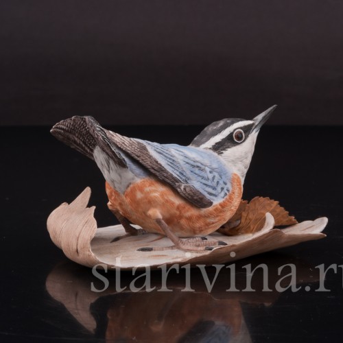 Фигурка птицы из фарфора Красногрудый поползень, Lenox, США, кон. 20 в.