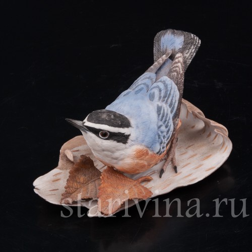 Фигурка птицы из фарфора Красногрудый поползень, Lenox, США, кон. 20 в.