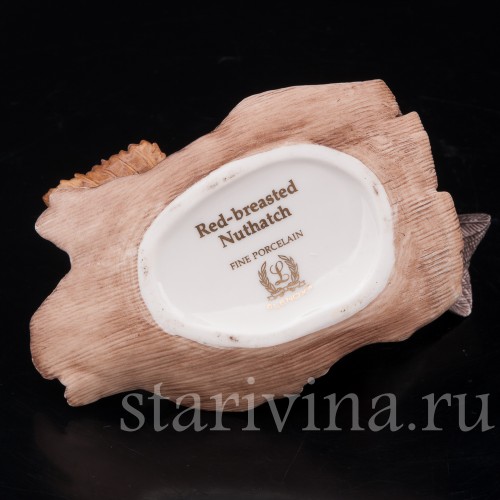 Фигурка птицы из фарфора Красногрудый поползень, Lenox, США, кон. 20 в.