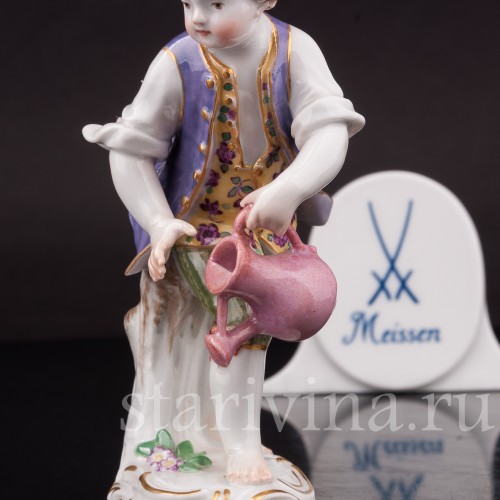 Фарфоровая статуэтка Мальчик с лейкой, Meissen, Германия, пер. пол. 20 в.