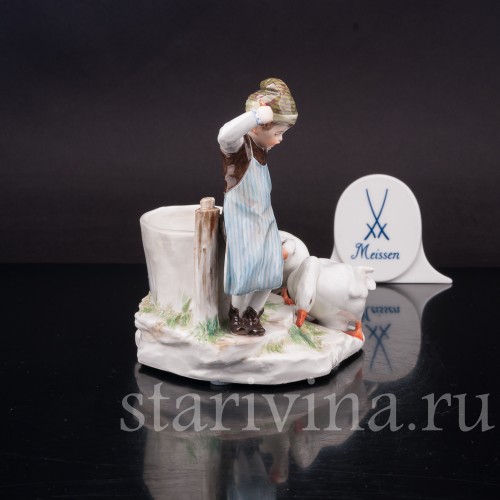 Фарфоровая статуэтка Мальчик и гуси Meissen, Германия, кон. 19  - нач. 20 в..