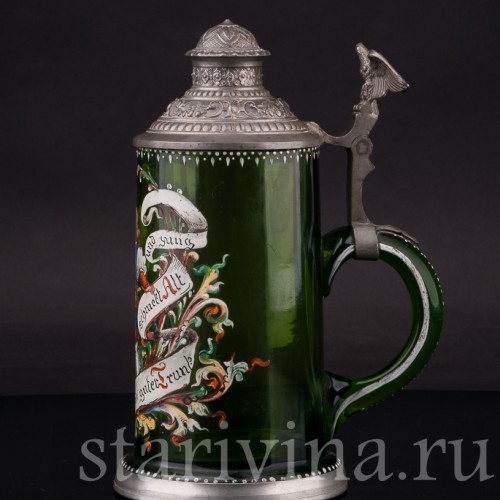 Старинная пивная кружка Юноша с кружкой, 1/2 л, Германия, 1895 г.
