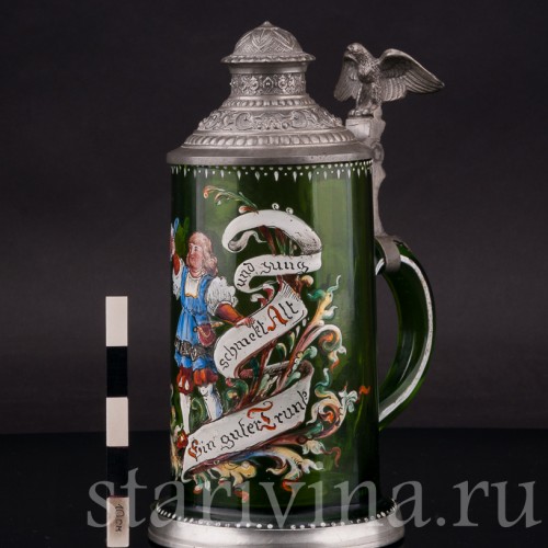 Старинная пивная кружка Юноша с кружкой, 1/2 л, Германия, 1895 г.