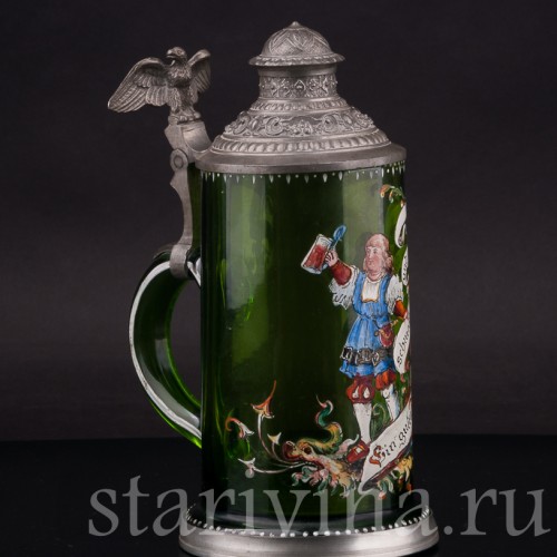 Старинная пивная кружка Юноша с кружкой, 1/2 л, Германия, 1895 г.