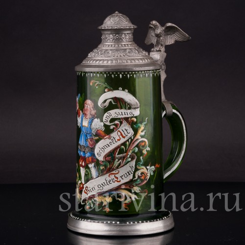 Старинная пивная кружка Юноша с кружкой, 1/2 л, Германия, 1895 г.