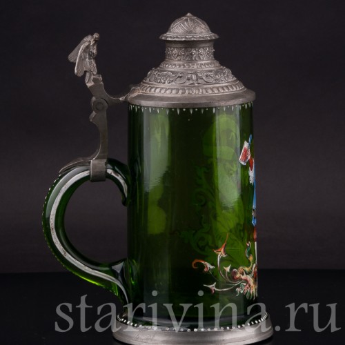 Старинная пивная кружка Юноша с кружкой, 1/2 л, Германия, 1895 г.