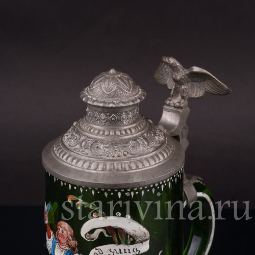 Старинная пивная кружка Юноша с кружкой, 1/2 л, Германия, 1895 г.