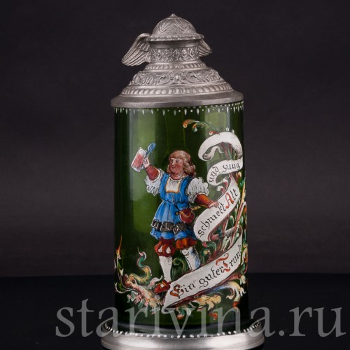 Старинная пивная кружка Юноша с кружкой, 1/2 л, Германия, 1895 г.