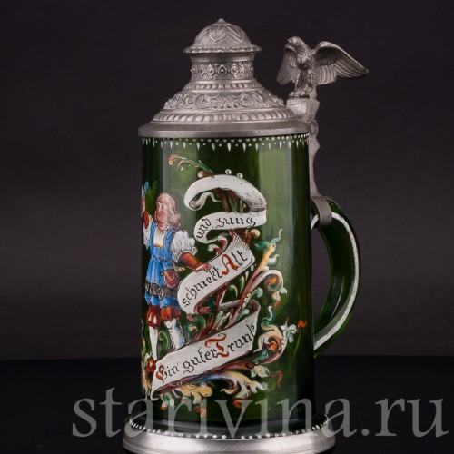 Старинная пивная кружка Юноша с кружкой, 1/2 л, Германия, 1895 г.