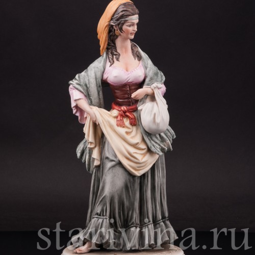 Фарфоровая статуэтка Цыганка, Bruno Merli, Италия, сер. 20 века.