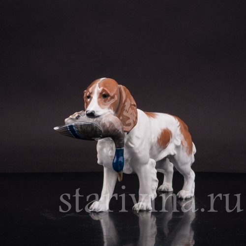 Фарфоровая статуэтка собаки Спаниель с селезнем, Rosenthal, Германия, 1950-60 гг.