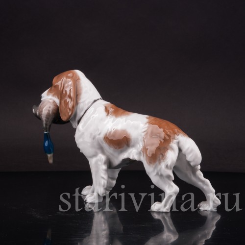 Фарфоровая статуэтка собаки Спаниель с селезнем, Rosenthal, Германия, 1950-60 гг.