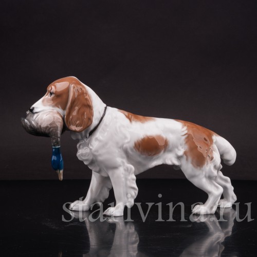 Фарфоровая статуэтка собаки Спаниель с селезнем, Rosenthal, Германия, 1950-60 гг.