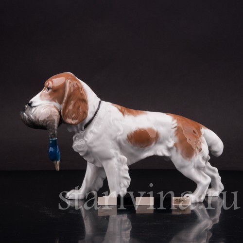 Фарфоровая статуэтка собаки Спаниель с селезнем, Rosenthal, Германия, 1950-60 гг.