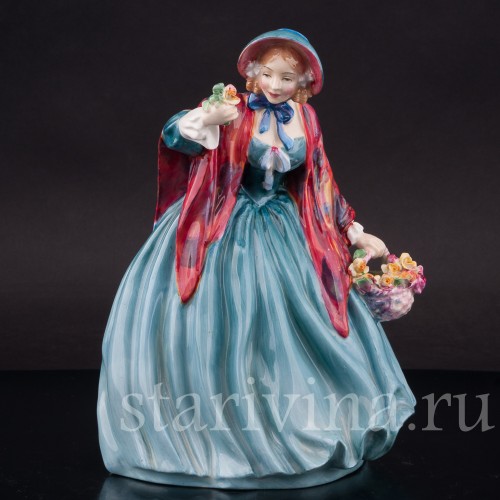 Фарфоровая фигурка девушки Очаровательная леди с цветами, Royal Doulton, Великобритания, 1940-73 гг.