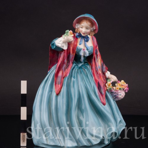 Фарфоровая фигурка девушки Очаровательная леди с цветами, Royal Doulton, Великобритания, 1940-73 гг.