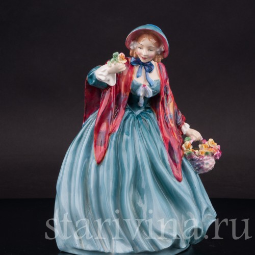 Фарфоровая фигурка девушки Очаровательная леди с цветами, Royal Doulton, Великобритания, 1940-73 гг.