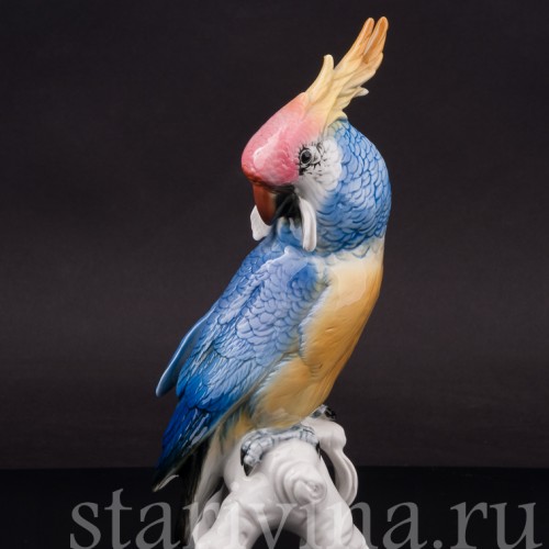 Статуэтка птицы из фарфора Попугай синий какаду, Karl Ens, Германия, пер. пол. 20 в.