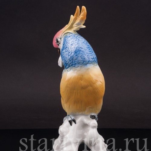 Статуэтка птицы из фарфора Попугай синий какаду, Karl Ens, Германия, пер. пол. 20 в.