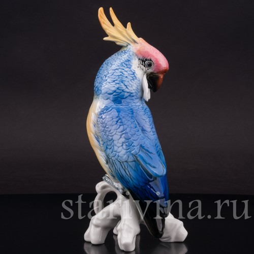 Статуэтка птицы из фарфора Попугай синий какаду, Karl Ens, Германия, пер. пол. 20 в.