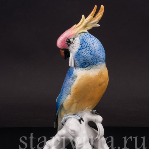 Статуэтка птицы из фарфора Попугай синий какаду, Karl Ens, Германия, пер. пол. 20 в.