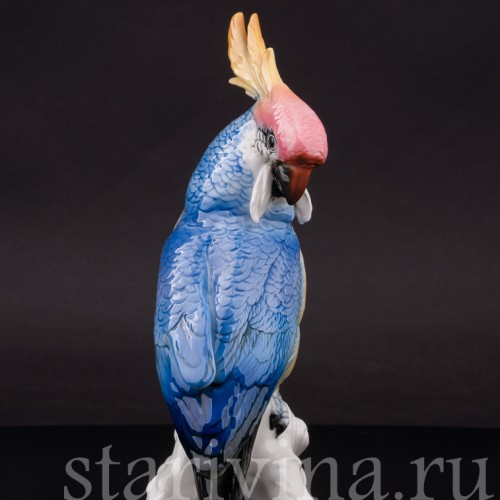Статуэтка птицы из фарфора Попугай синий какаду, Karl Ens, Германия, пер. пол. 20 в.