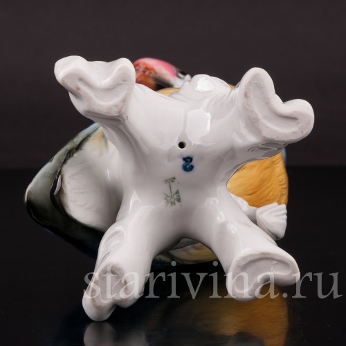 Статуэтка птицы из фарфора Попугай синий какаду, Karl Ens, Германия, пер. пол. 20 в.