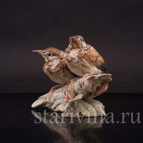 Фигурка птиц из фарфора Птенцы чёрного дрозда Tay, Италия, сер. 20 века.