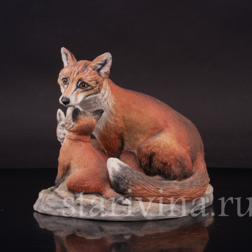 Фигурка из фарфора Лиса с лисятами, Boehm, Англия, кон. 20 в.