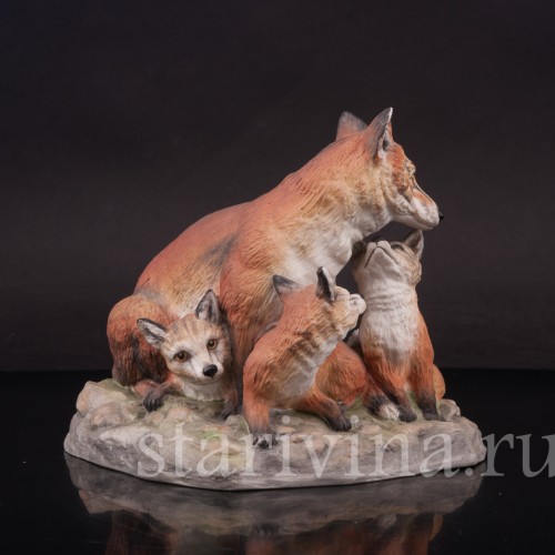 Фигурка из фарфора Лиса с лисятами, Boehm, Англия, кон. 20 в.